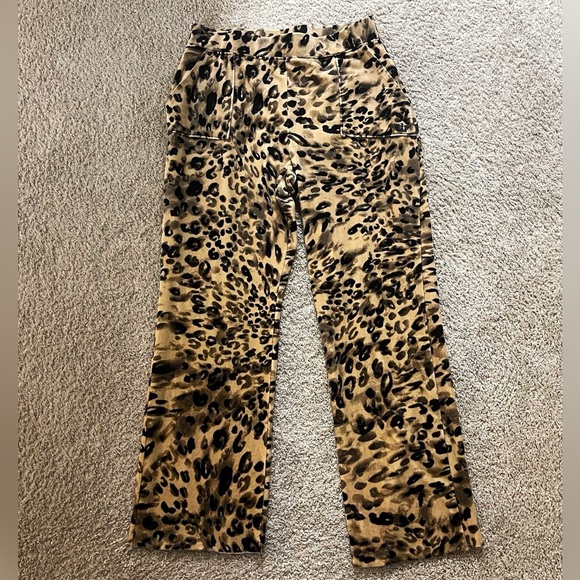 Juicy Couture Leopard Velvour Wideleg Pants Casual Fall  Winter Animalprint - Picture 2 of 5